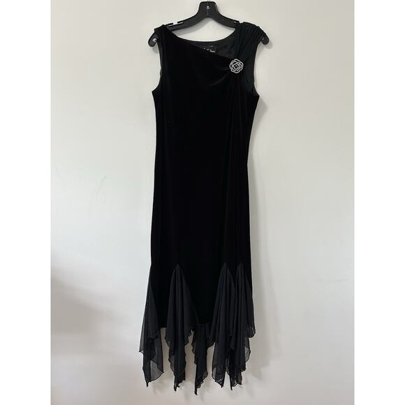 S.L. Fashions Dresses & Skirts - Vtg Dress‎ Size 10 Black Velvet Chiffon Whimsygoth 90s SL FASHIONS Fairy Goth